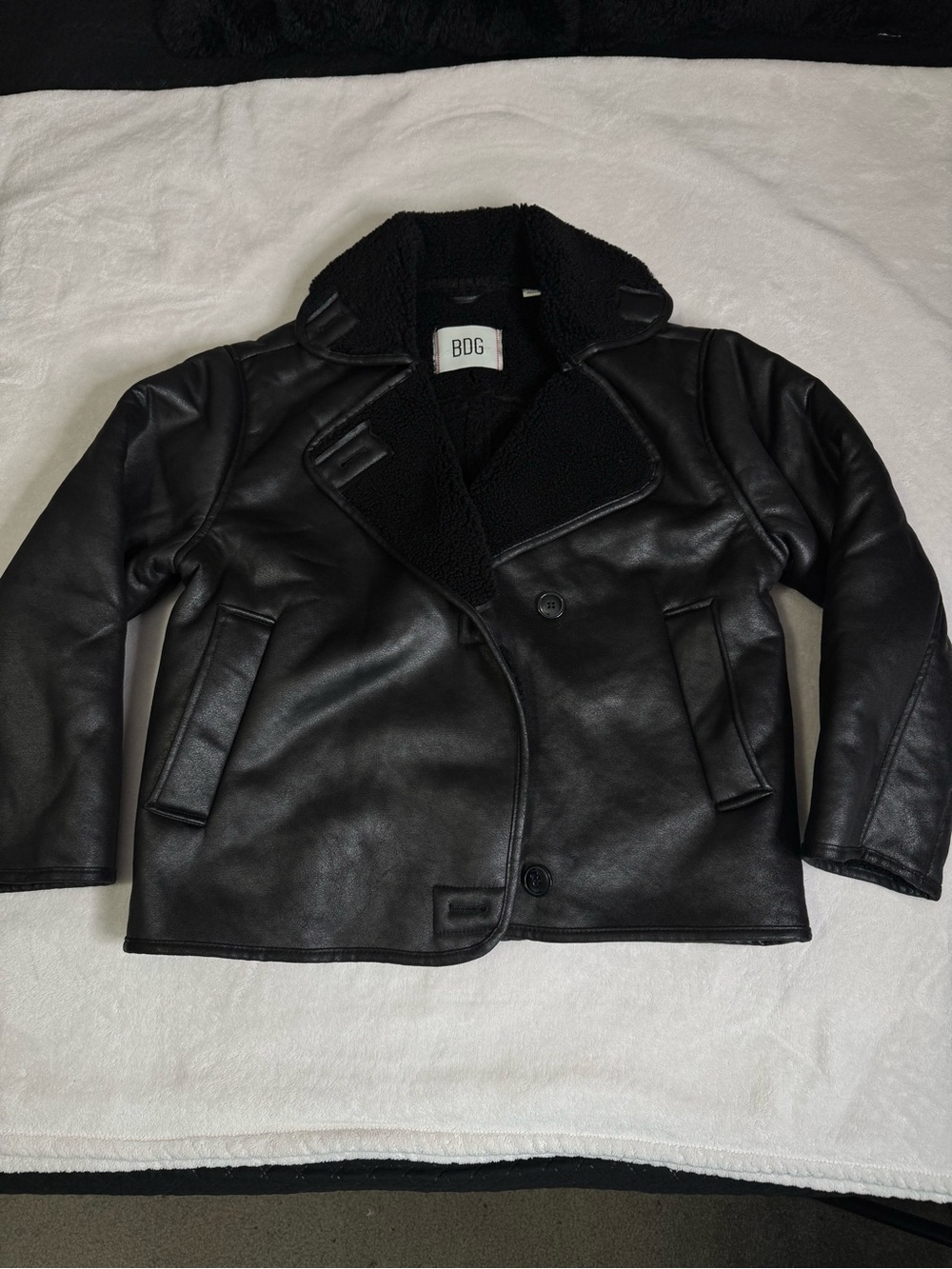 Urban Outfitters BDG Parker Faux Leather Faux Sherpa Jacket